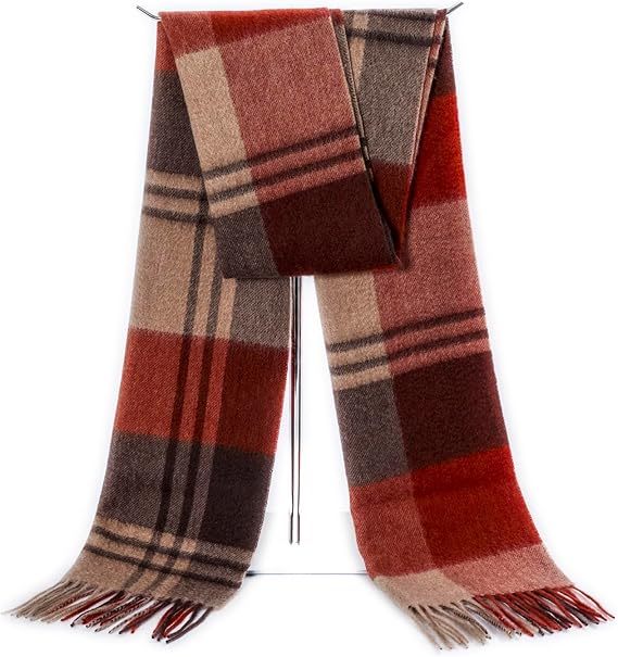 100% Cashmere Scarf Unisex Luxuriously Soft, Warm & Lightweight – Classic Plaid Winter Accessory Gift Wrapped