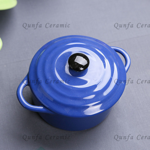 Glaçure de couleur ronde mini-cocasser avec couvercle en céramique avec couvercle