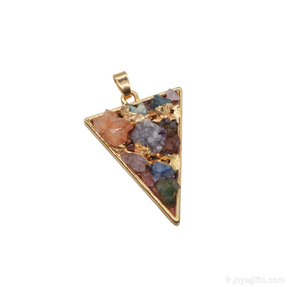 Collier en cristal Point pendentif Triangle Chip or & coloré