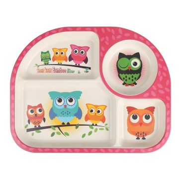 shopwithgreen 7Pcs/Set Bamboo Kids Dinnerware Set - Children Dishes - Food Plate Bowl Cup Spoon Fork Set Dishware, Cartoon Table