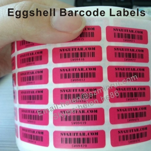 Strong Adhesive Eierschale Barcode Etiketten für Asset Id Tracing, eine Zeit Verwendung zerstörbare Barcode-Aufkleber
