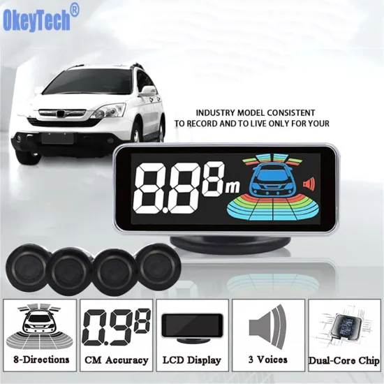 OkeyTech Parktronic Parking Sensor 4 Sensor Reversing Radar Detector LED Digital Car Parking Assistance Alarm System FOR All Car