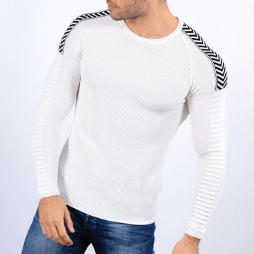 Round neck striped long sleeve jumper