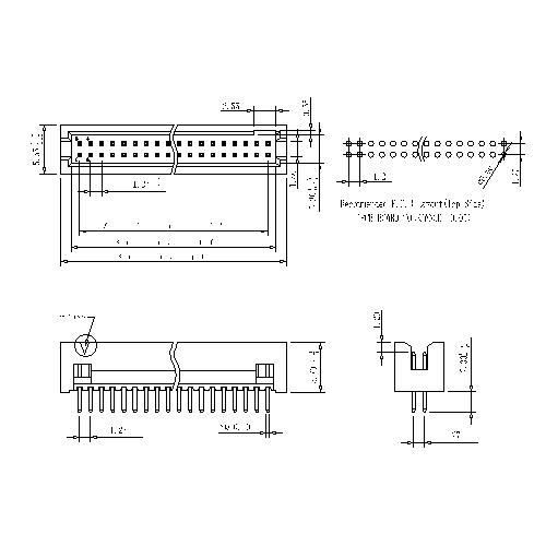 1.27 mm Box Header180°H=5.7
