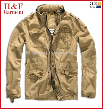 Best selling rib-stop feature khaki color slim fitted military jacket