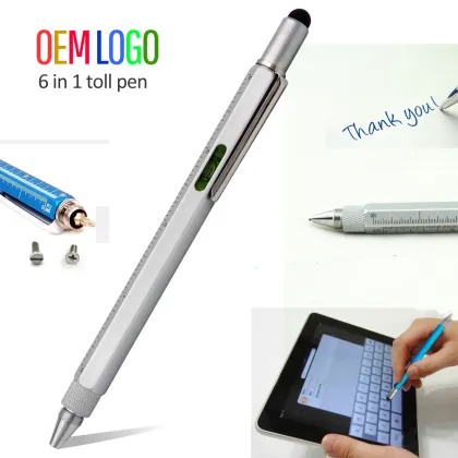 Multifunctional Screwdriver Ballpoint Pen with Capacitor Touch Screen Metal Scale