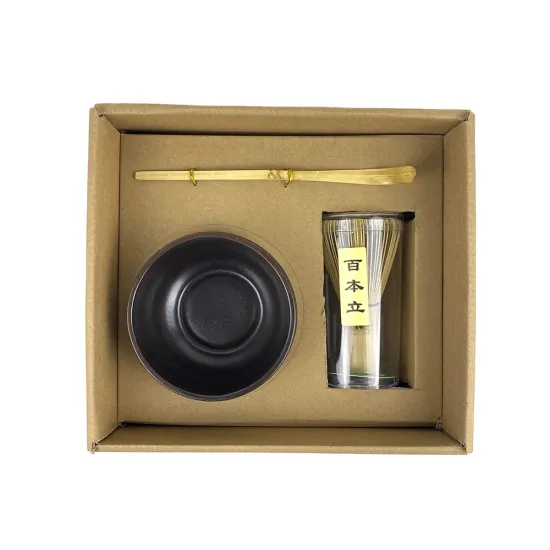 Elegant Matcha Set with Handmade Bamboo Whisk, Whisk Holder, and Ceramic Tea Set