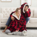 Winter hot selling flannel fleece hoodie blanket