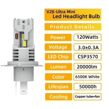 Dual-Beam High Brightness 120W LED Car Headlights H4 HB2 H19 DC12V Hi-Lo Beam