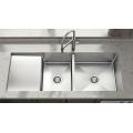 Double Bowl SUS304 Stainless Steel Sink with Drainboard