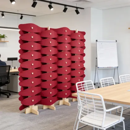 Adjustable Wave Felt Acoustic Soundproof Privacy Room Divider Freestanding Wavy Office Home Partition