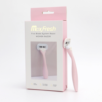 Women's Private Label Five-Blade Razor with Metal Rubber Handle and Four Cartridge Refills
