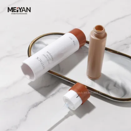 MYPACK Custom Empty Round ABS Glossy White Brown Refillable Sunscreen Bottle 30ml/50ml
