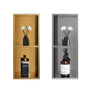 Custom Size Double Shelf Recessed Shower Niche SS304 Mirror Polished Stainless Steel 8inch Living Room Storage Wall Niches