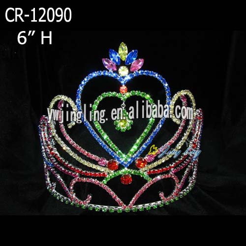 Colored rhinestone pageant crowns for sale