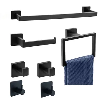 AG Stainless Steel 304 Square Towel Ring, Bathroom Coat Hook, and Toilet Tissue Holder Set