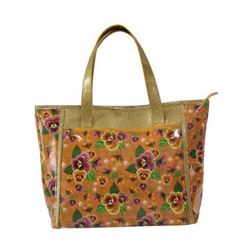PVC leather handbag for young age, colorful floral pattern