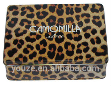 Square leopard gift tin box