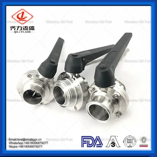 SS304 SS316l Sanitary Butterfly Valve with handle