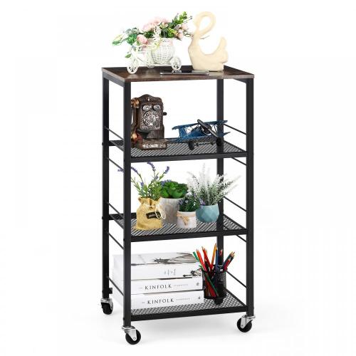 4 Tiers Kitchen Island Storage Cart with Wheels