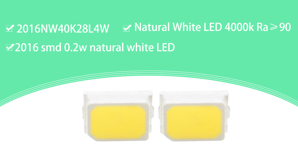 2016NW40K28L4W High-CRI LED 2016 SMD 4000K 4500K Natural White 24-28lm CRI 90