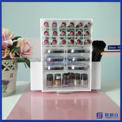 2016 Hot Sale!! Acrylic Lipstick Organizer with Brush Compartments / Rotating Acrylic Lipstick Holder