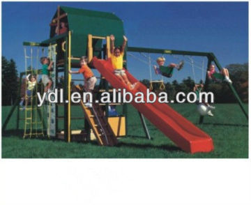 Outdoor playground slide and outdoor reclining swing