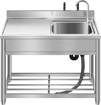 Professional Free-Standing Stainless Steel Kitchen Sink Set with Workbench for Restaurant and Commercial Use