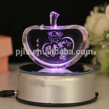 crystal wedding gift,crystal apple gift favor with led base