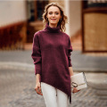 Ladies Drop Shoulder Irregular Turtleneck Sweater