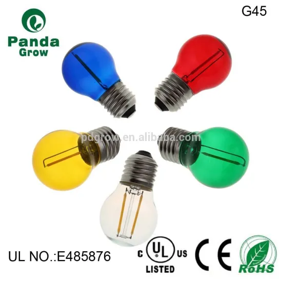 High quality color led lamp G45 1w red/green/yellow led filament bulbs CE ROHS