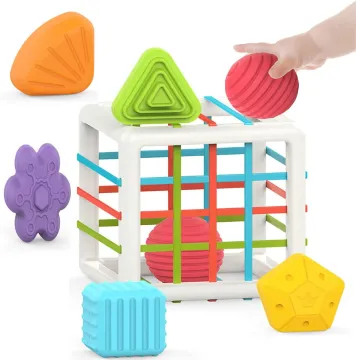Montessori Developmental Learning Toys for 1-Year-Old Babies: Colorful Cubes & Multi-Sensory Shape Sorter