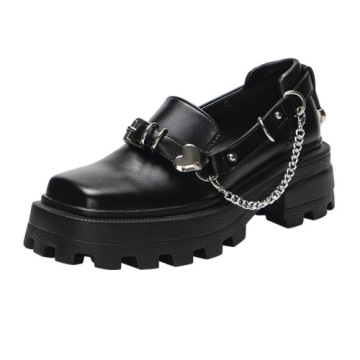 2021 British style square toes silver chain boots