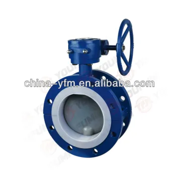 PFA Lined Butterfly Valve Flange Type worm gear