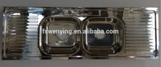 commercial restaurant equipment stainless steel double bowl kitchen sink WY-15050D