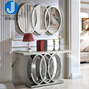 Luxurious Modern Stainless Steel Console Table in Silver, Gold, and Bronze