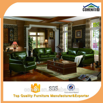 2016 New design olive living room furniture / modern PU sofa /top grain leather sofa set