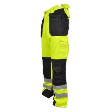 VKWEAR Men's Neon Reflective High Visibility Water Resistant Safety Work Pants - Yellow - Polyester - XL