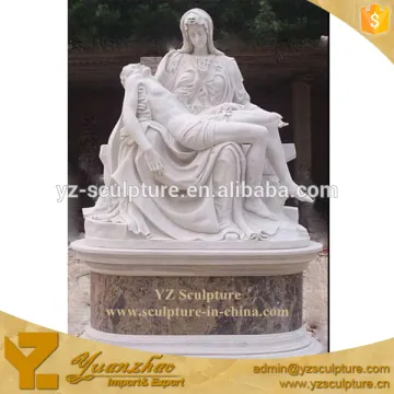 white marble carved outdoor religious sculptures of man and woman