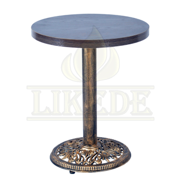 Antique Wrought Iron Metal Base Round Table with Melamine Top