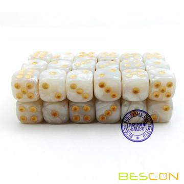 Bescon 12 mm 6 caras Dice 36 en Brick Box, 12 mm Six Sided Die (36) Bloque de dados, Marble White