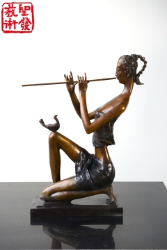 Modern Small Copper Female Arts Sculpture For Indoor Decorati