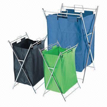 Foldable Chrome-plated Finish Laundry Baskets, Made of Iron Tube and Oxford Fabric, Easy to Assemble