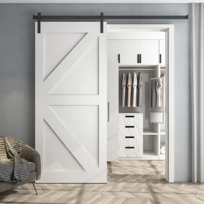 Factory Wholesale Solid Wood Sliding Barn Door with Hardware - Bedroom Wooden Door Interior