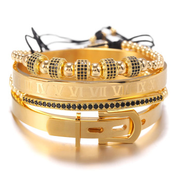 Brave Light Roman Letter Belt Buckle Bracelet Set