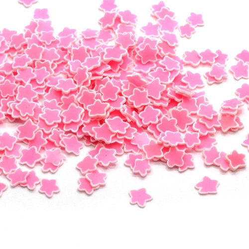 Vente en gros Mini Pink Star Soft Polymer Clay Slices 5mm 500g / Bag Kawaii Phone Case Fillers Nail Sticker Bead