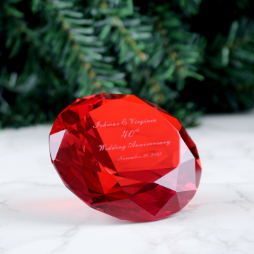 Red Crystal Glass Diamond Boded Souvenirs con palabras dulces