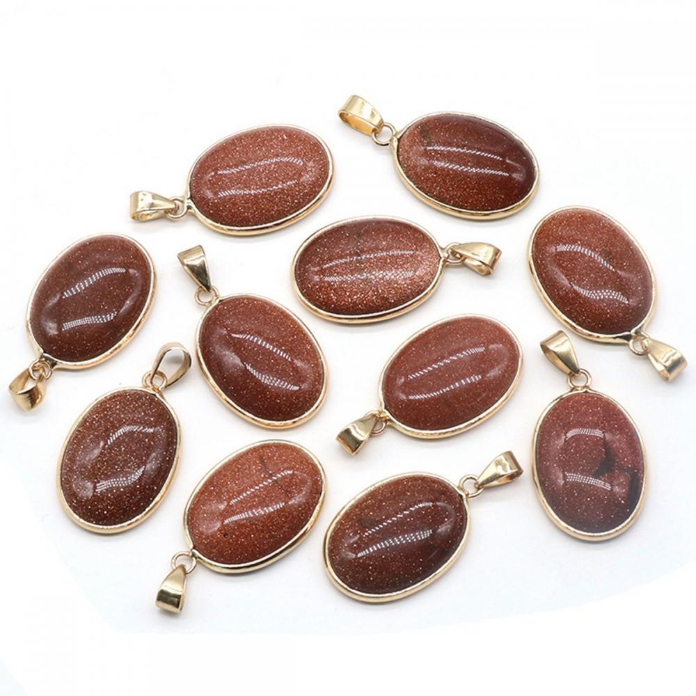 Pendentif ovale rouge Goldstone pour fabriquer un collier de bijoux 18x25 mm