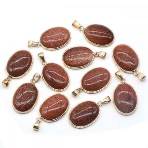 Oval Red Goldstone Pendant for Making Jewelry Necklace 18X25MM