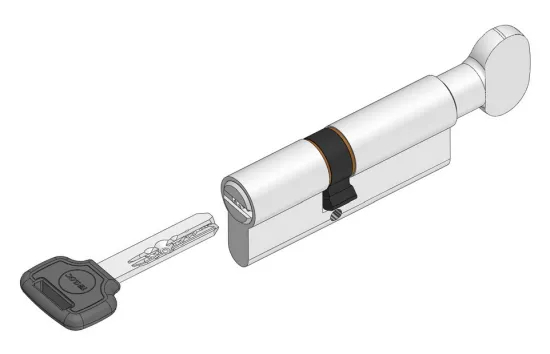 Knob pin inside pin lock cylinder